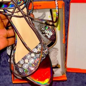 Brand New multi colored strap heels